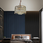 Люстра круглая с хрустальными подвесками на золотистом каркасе Roul Crystal Light варинант исполнения - 13 | Loft Concept в Брянске