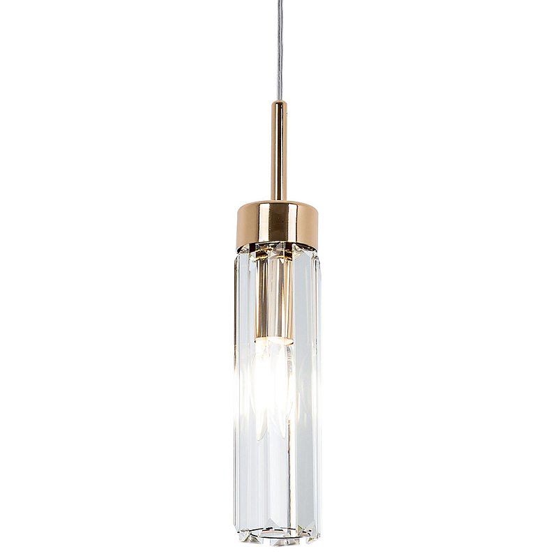 Подвесной светильник с плафоном из хрусталя Fernand Glass Gold Hanging Lamp Прозрачный Золотой Подвесной светильник с плафоном из хрусталя Fernand Glass Gold Hanging Lamp Прозрачный Золотой в Брянске | Loft Concept