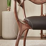 Стул деревянный с мягким сиденьем из коричневой натуральной кожи Moon Walnut Furniture варинант исполнения - 3 | Loft Concept в Брянске