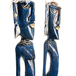 Комплект из 2-х деревянных статуэток Asmat Tall Statuettes Blue Green варинант исполнения - 3 | Loft Concept в Брянске