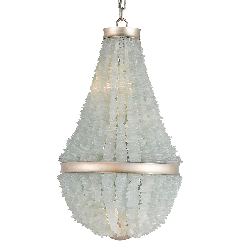 Люстра с каскадом из стеклянных декоративных элементов Shining Sea Glass Серебряный Люстра с каскадом из стеклянных декоративных элементов Shining Sea Glass Серебряный в Брянске | Loft Concept