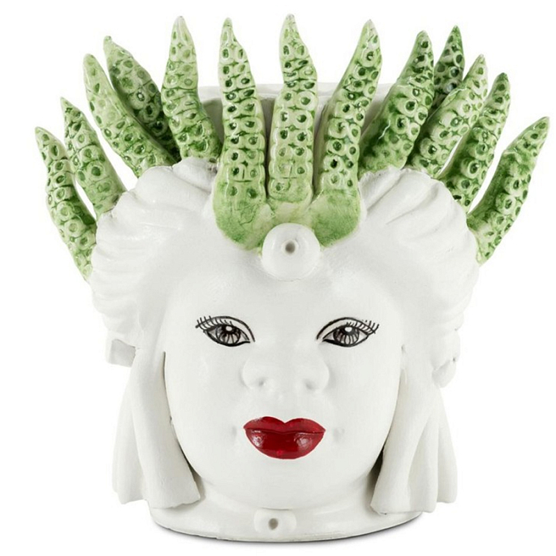 Ваза Vase Moro Lady Small Medusa Light Green Белый Зеленый Ваза Vase Moro Lady Small Medusa Light Green Белый Зеленый в Брянске | Loft Concept