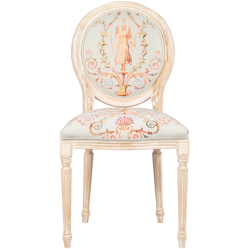 Стул из массива бука светло-серый с растительным орнаментом Raffael Angel Grey Chair Светло-серый Мульти Бежевый Стул из массива бука светло-серый с растительным орнаментом Raffael Angel Grey Chair Светло-серый Мульти Бежевый в Брянске | Loft Concept