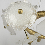 Люстра подвесная круглая с ветвистыми бронзовыми элементами и стеклянными рифлеными дисками Textured Glass Chandelier варинант исполнения - 4 | Loft Concept в Брянске