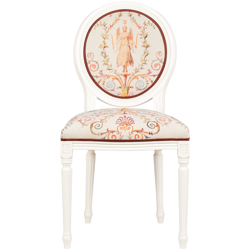Стул из массива бука бежевый с растительным орнаментом Raffael Angel Beige Chair Белый Бежевый Мульти Стул из массива бука бежевый с растительным орнаментом Raffael Angel Beige Chair Белый Бежевый Мульти в Брянске | Loft Concept