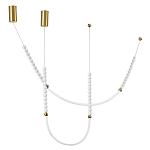 Подвесной светильник с 3-мя изогнутыми плафонами и белыми декоративными шариками PEARLS Suspension варинант исполнения - 2 | Loft Concept в Брянске