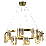 Люстра светодиодная с 8-ю цилиндрическими плафонами янтарного цвета из стекла и стали Andrea Сhandelier Amber варинант исполнения - 1 | Loft Concept в Брянске