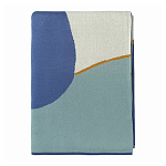 Плед из хлопка синего цвета с абстрактным принтом Elysian Flow Ocean варинант исполнения - 2 | Loft Concept в Брянске