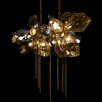 Люстра подвесная с 18-ю стеклянными плафонами с вертикальными подвесками Gilded Mirage  варинант исполнения - 8 | Loft Concept в Брянске