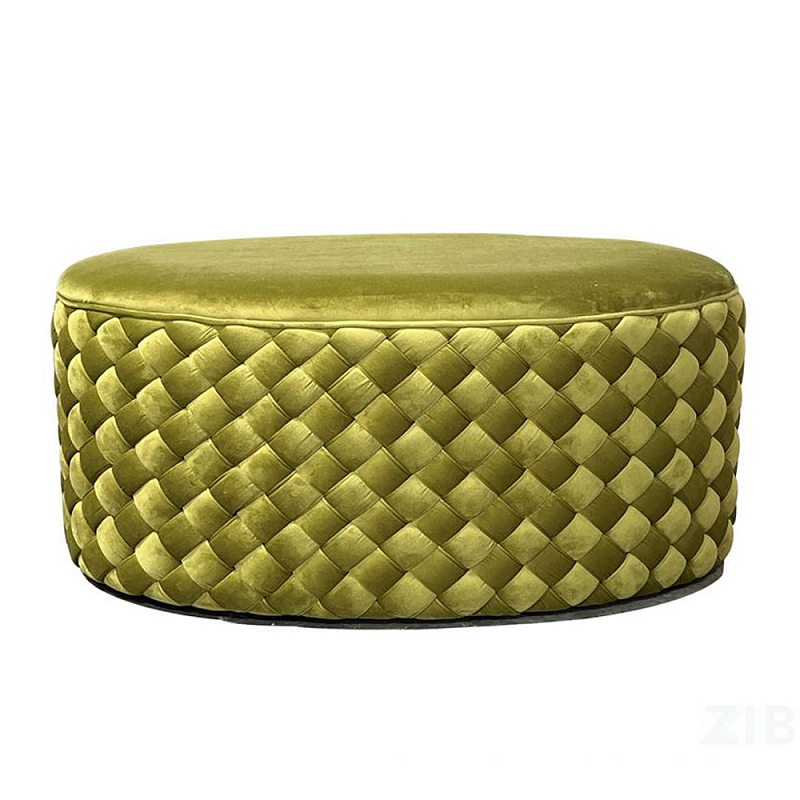 Пуф овальный плетеный оливкового цвета Pool Woven Velour Оливковый в Брянске | Loft Concept 