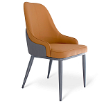 Стул оранжевый с высокой спинкой из искуственной кожи на серых металлических ножках Enigma Orange варинант исполнения - 1 | Loft Concept в Брянске