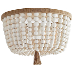 Круглый потолочный светильник украшенный круглыми белыми бусинами Wooden Beads Ceiling lamp варинант исполнения - 1 | Loft Concept в Брянске