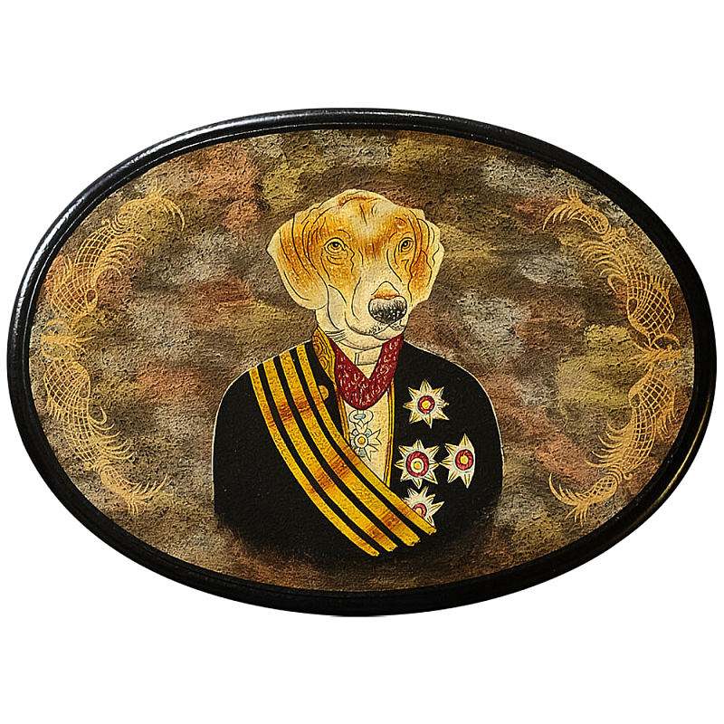 Картина в овальной раме Chinoiserie Labrador Dog Portrait Золотой Черный Красный Мульти Картина в овальной раме Chinoiserie Labrador Dog Portrait Золотой Черный Красный Мульти в Брянске | Loft Concept