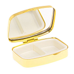 Таблетница карманная прямоугольная с 2-мя отделениями с зеркалом и накладкой из натурального камня Флюорит Gold Stone Pillboxes варинант исполнения - 3 | Loft Concept в Брянске