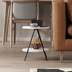 Стол приставной с 2-мя круглыми белыми столешницами ESSEL SIDE TABLE WHITE варинант исполнения - 10 | Loft Concept в Брянске