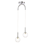 Подвесной светильник с 2-мя рельефными прозрачными плафонами из стекла и основанием цвета Хром Perforated Glass Bubbles варинант исполнения - 2 | Loft Concept в Брянске