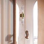 Бра с декором в виде хрустальных трубочек Nembus Brass Round Glass Wall Lamp варинант исполнения - 2 | Loft Concept в Брянске