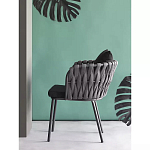 Стул мягкий с декором в виде плетеных лент на спинке и подлокотниках Semicircular Chair Decorated with Ribbons варинант исполнения - 2 | Loft Concept в Брянске