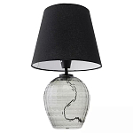 Настольная лампа с черным тканевым абажуром и фактурным прозрачным основанием Black Cone варинант исполнения - 2 | Loft Concept в Брянске