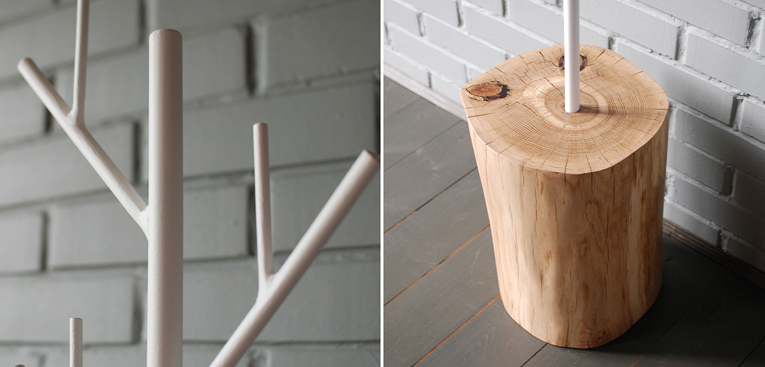 Вешалка Metal Branches and Stump Floor Hanger White Вешалка Metal Branches and Stump Floor Hanger White - Loft-Concept в Брянске
