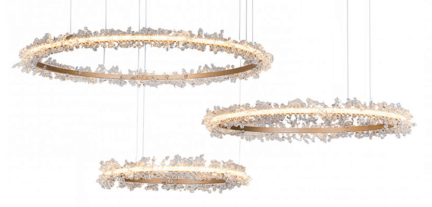 Люстра Crystal round chandelier Люстра 3 кольца Матовое Золото Люстра Crystal round chandelier Люстра 3 кольца Матовое Золото - Loft-Concept в Брянске