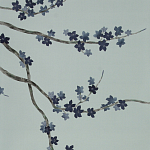 Обои ручная роспись Cherry Tree Original colourway on Adam Grey dyed silk варинант исполнения - 1 | Loft Concept в Брянске