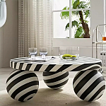 Дизайнерский журнальный стол круглый в чёрно-белую полоску Mypel варинант исполнения - 2 | Loft Concept в Брянске