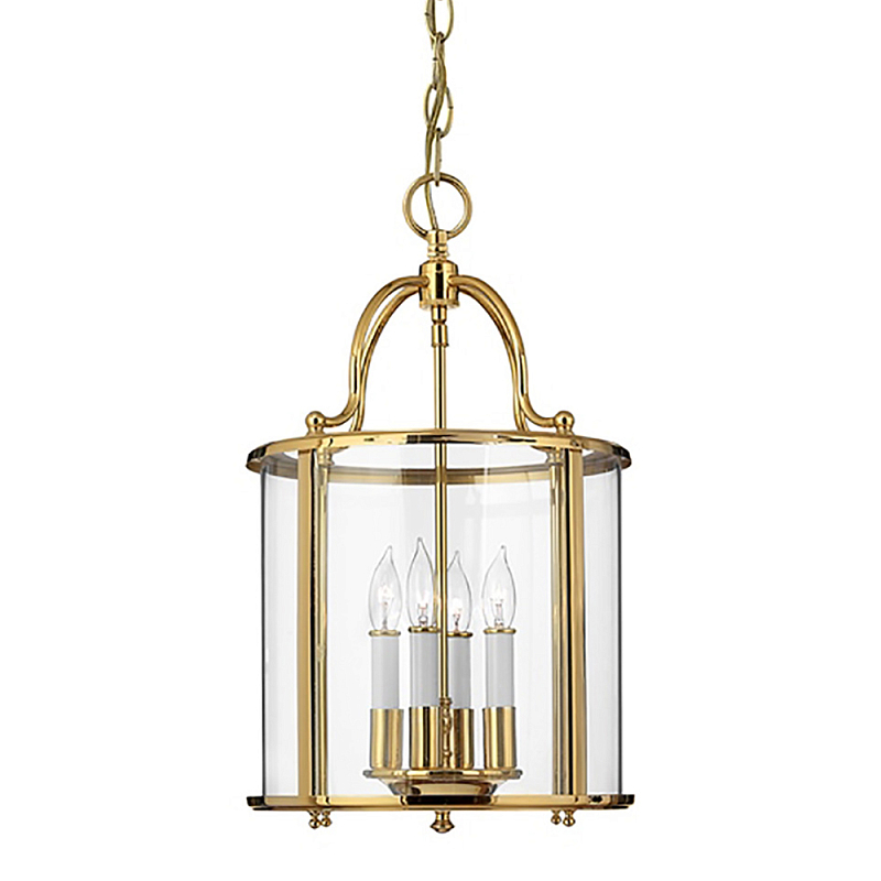 Подвесной светильник с прозрачным стеклянным цилиндрическим плафоном в классическом стиле на цепи Hinkley Латунь Прозрачное Стекло Олово Никель в Брянске | Loft Concept 