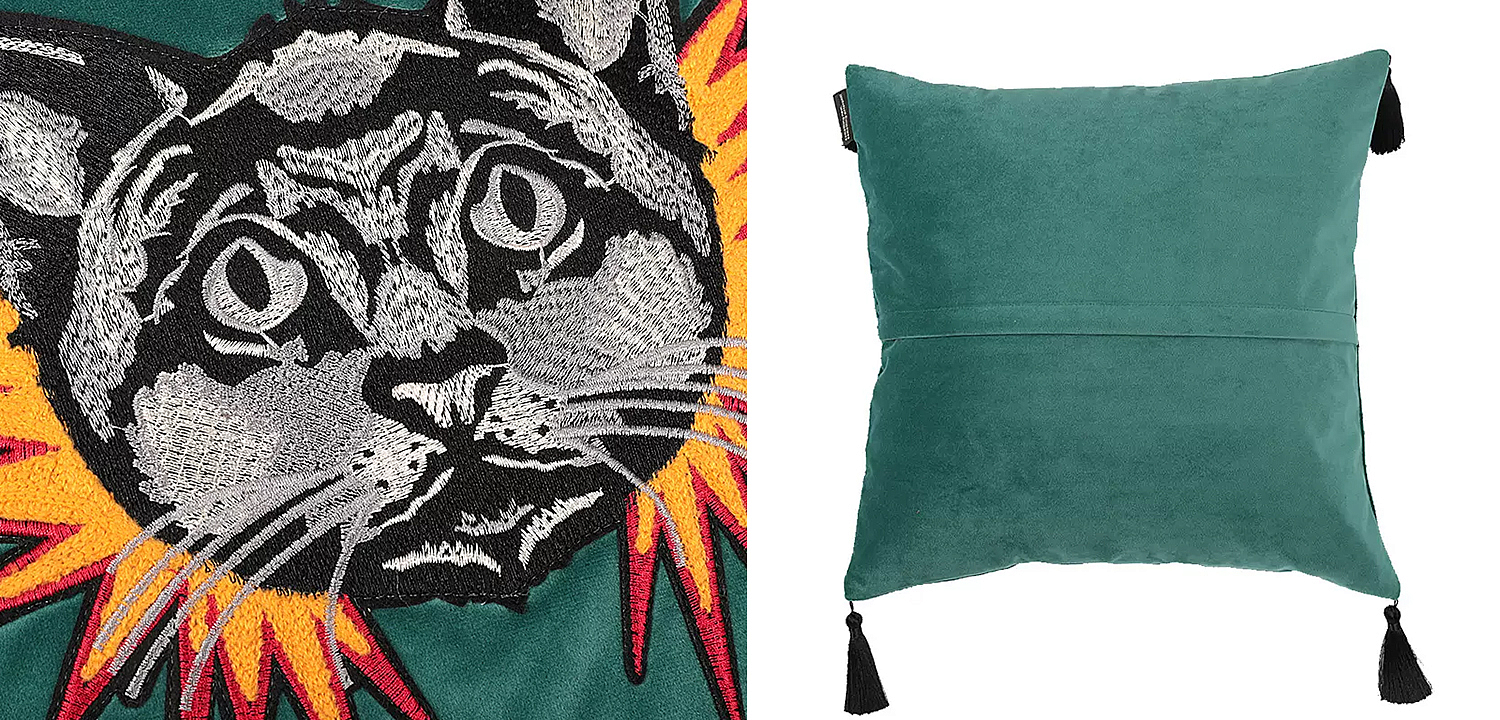 Декоративная подушка с вышивкой Стиль Gucci Cat Cushion Декоративная подушка с вышивкой Стиль Gucci Cat Cushion - Loft-Concept в Брянске