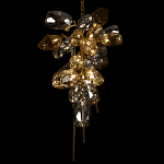 Люстра подвесная вытянутой формы с плафонами из стекла и металла с двумя вертикальными подвесками Gilded Mirage  варинант исполнения - 8 | Loft Concept в Брянске