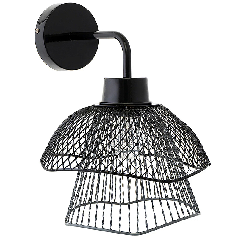 Бра с сетчатым металлическим абажуром Black Mesh Lampshade Черный Бра с сетчатым металлическим абажуром Black Mesh Lampshade Черный в Брянске | Loft Concept