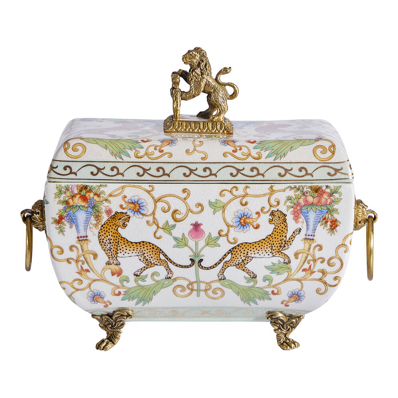 Шкатулка с фигуркой льва на крышке Eden Garden Бронза Мульти в Брянске | Loft Concept 