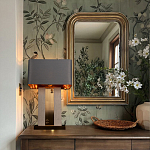 Настольная лампа с основанием из натурального камня c серым прямоугольным абажуром Lapis Tiburtinus варинант исполнения - 5 | Loft Concept в Брянске