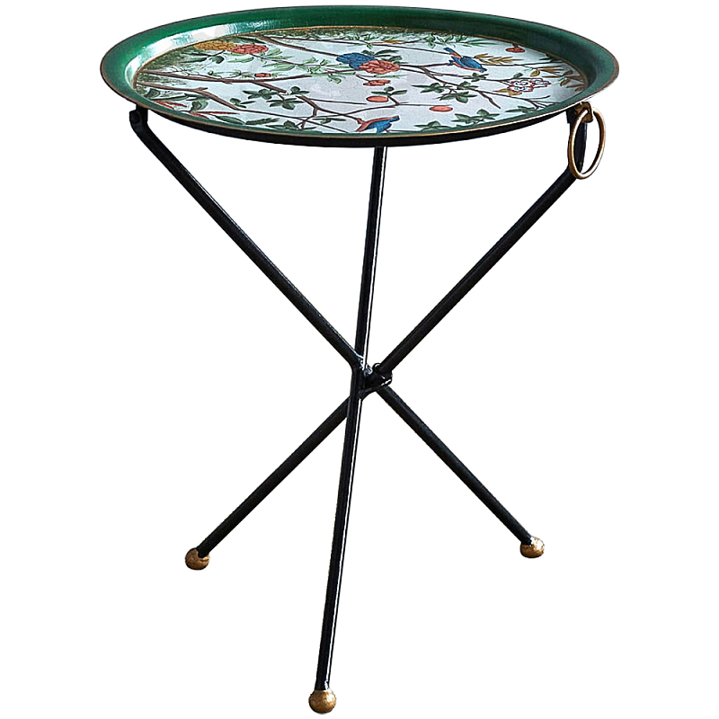Круглый приставной столик складной Chinoiserie Blooming Garden Side Table Мульти Круглый приставной столик складной Chinoiserie Blooming Garden Side Table Мульти в Брянске | Loft Concept