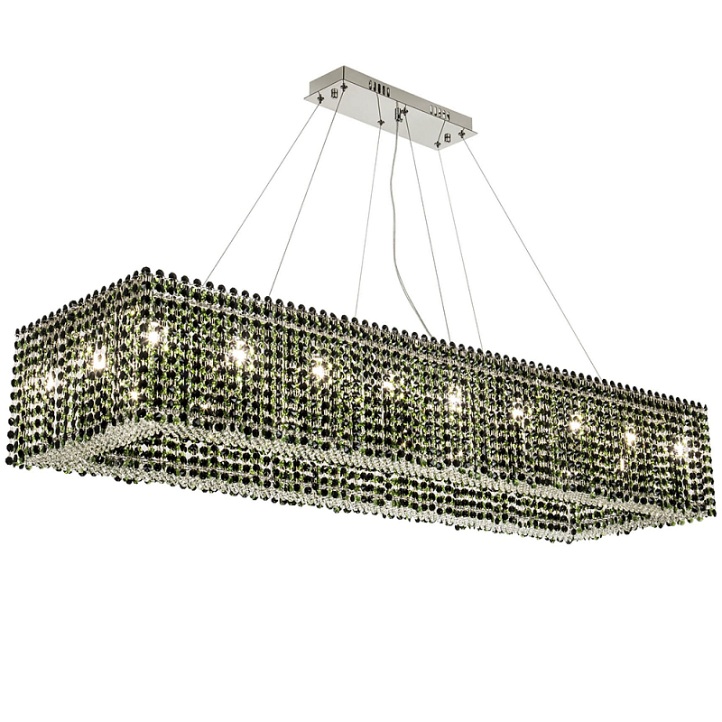Прямоугольная люстра с хрустальными подвесками Crystal Art Chrome Green Rectangular Chandelier Хром Зеленый Прямоугольная люстра с хрустальными подвесками Crystal Art Chrome Green Rectangular Chandelier Хром Зеленый в Брянске | Loft Concept