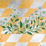 Обои ручная роспись Tiled Meadow Original colourway on Egyptian Gold gilded paper варинант исполнения - 2 | Loft Concept в Брянске
