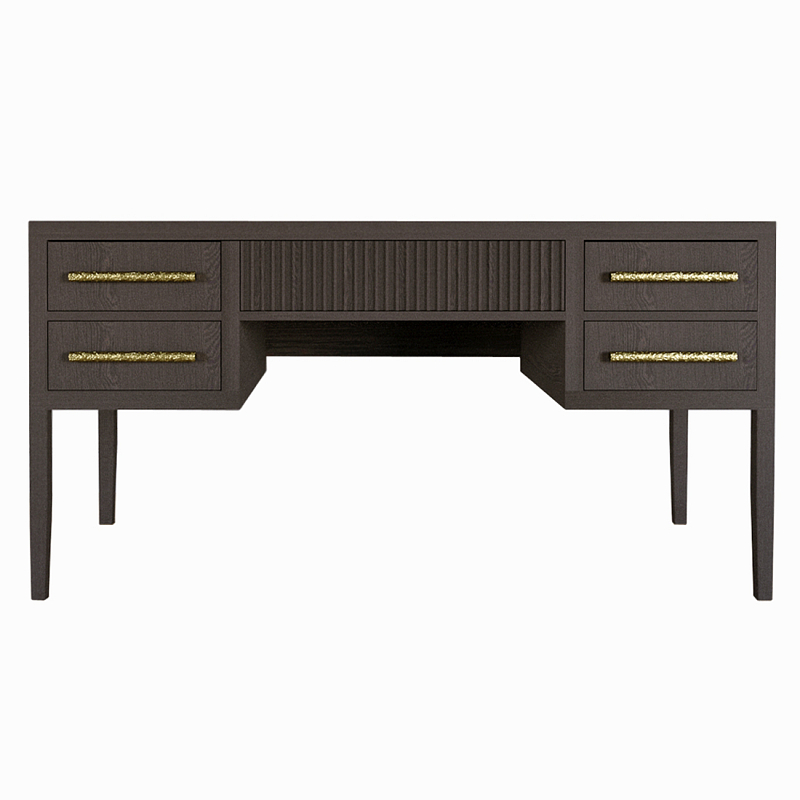 Большой Рабочий стол Primo с 5 выдвижными ящиками Темный орех Орех в Брянске | Loft Concept 