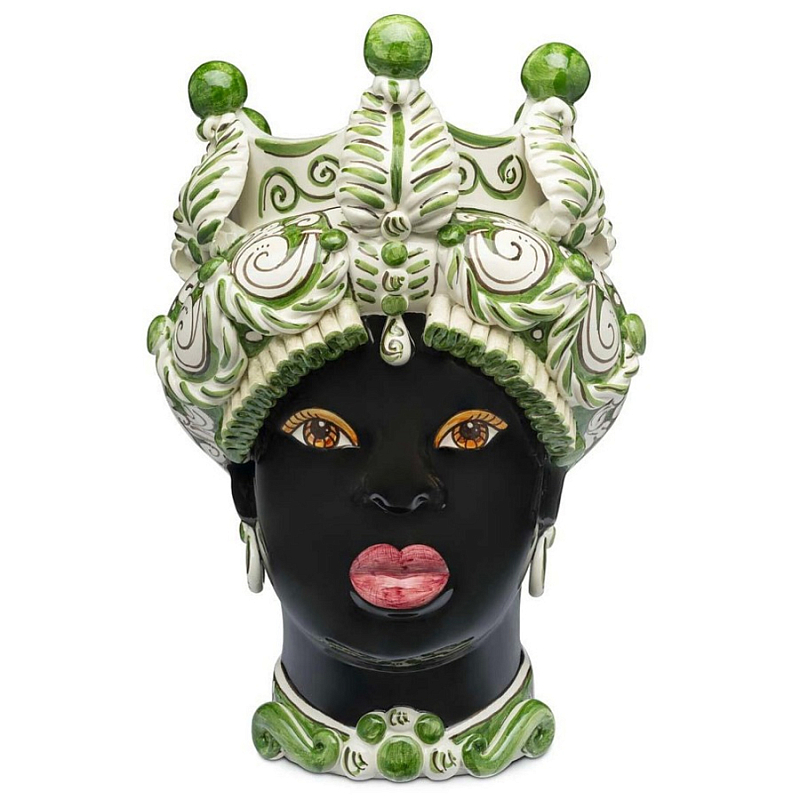 Ваза Vase Moro Lady Medium Leaves Dark Green Черный Зеленый Белый Ваза Vase Moro Lady Medium Leaves Dark Green Черный Зеленый Белый в Брянске | Loft Concept