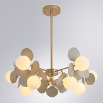 Люстра на штанге с 10-ю белым шарообразным плафоном и декоративными металлическими элементами в виде лепестков серого цвета Matisse варинант исполнения - 2 | Loft Concept в Брянске