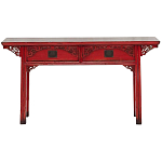 Деревянная консоль в китайском стиле с 2-мя ящиками с резным декором красная Yan Chinese Console Table варинант исполнения - 1 | Loft Concept в Брянске