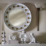 Зеркало белое с круглыми золотыми декоративными элементами Prince of the Church варинант исполнения - 3 | Loft Concept в Брянске