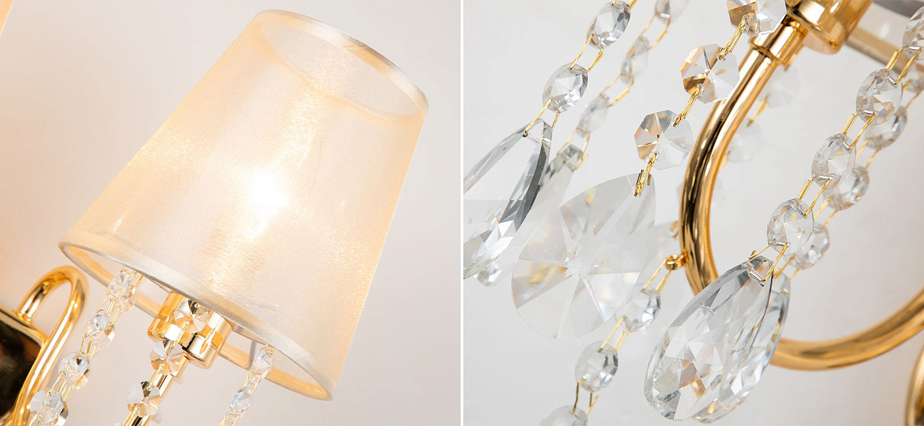 Двойное бра золотого цвета с хрустальным декором Dainty Light Двойное бра золотого цвета с хрустальным декором Dainty Light - Loft-Concept в Брянске