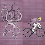 Плитка с узором Осьминог велосипедист варинант исполнения - 1 | Loft Concept в Брянске