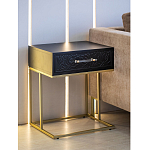 Приставной столик с резным узором на выдвижном ящике Black Table Carved Pattern варинант исполнения - 7 | Loft Concept в Брянске