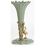 Ваза зеленая фарфоровая с волнистым краем с бронзовой фигуркой журавля Eden Garden  варинант исполнения - 3 | Loft Concept в Брянске