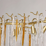 Люстра линейная золотого цвета с декоративными ветвями и длинными стеклянными подвесками в форме сосулек Droplet Chandelier варинант исполнения - 8 | Loft Concept в Брянске