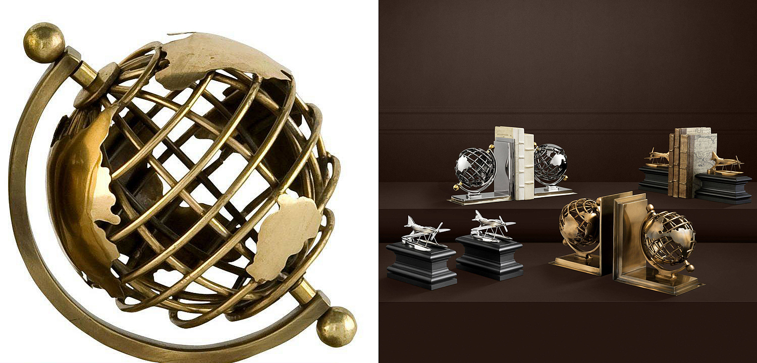 Держатель для книг Eichholtz Bookend Globe set of 2 Держатель для книг Eichholtz Bookend Globe set of 2 - Loft-Concept в Брянске