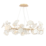 Люстра круглая с белыми лепестками из керамики и прозрачными хрустальными цветками Диаметр 82 см Wintery flovers варинант исполнения - 3 | Loft Concept в Брянске