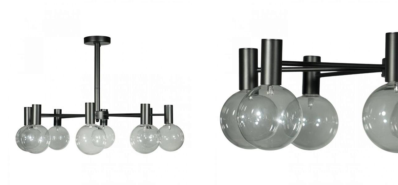 Люстра с дымчатым стеклом Smoke Glass BLACK 8 ламп Люстра с дымчатым стеклом Smoke Glass BLACK 8 ламп - Loft-Concept в Брянске