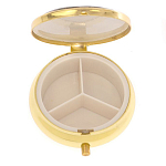 Таблетница карманная круглая с 3-мя отделениями и накладкой из натурального камня Серафинит Gold Stone Pillboxes варинант исполнения - 3 | Loft Concept в Брянске